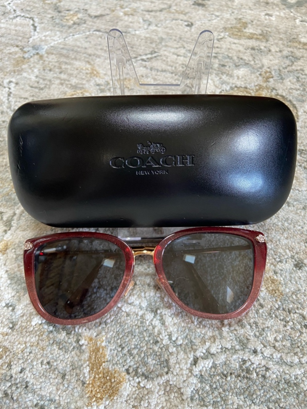 Coach Burgundy Glitter Frame with Case